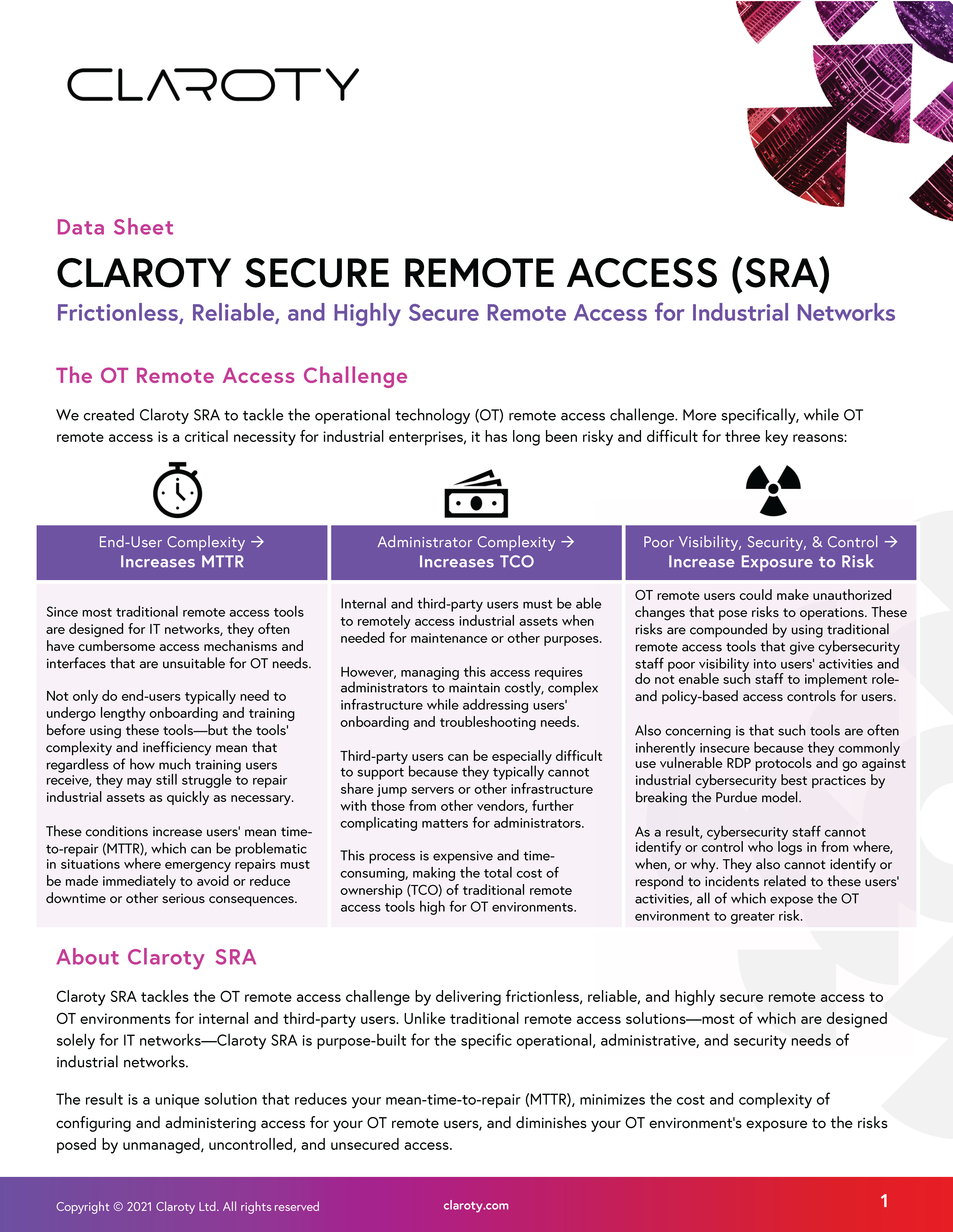 Pages from Claroty Secure Remote Access Datasheet